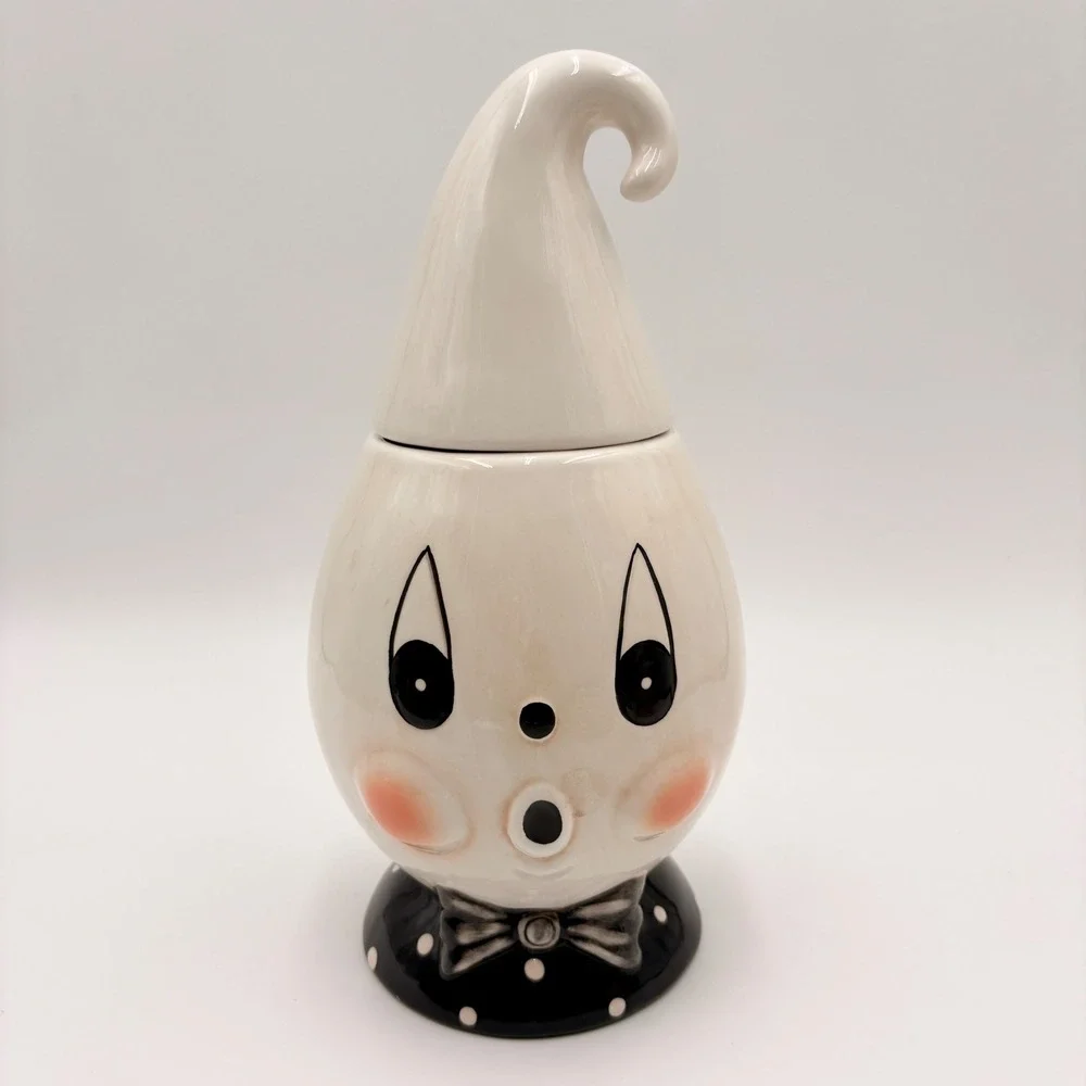 Johanna Parker Vintage Style Ceramic Gus Ghost Canister Halloween Decor   Retro